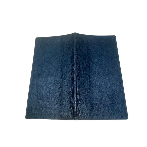 Ostrich Pigskin Black Bi-Fold Embossed Leather With Multiple Card Slots Wallet - Picture 9 of 9